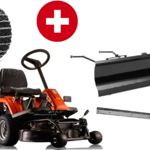 Husqvarna Frontmäher R 112C5 mit Mähdeck Combi 85 - Winterpaket mit Schneeschild, Gummileiste und Schneeketten - Modell 2025